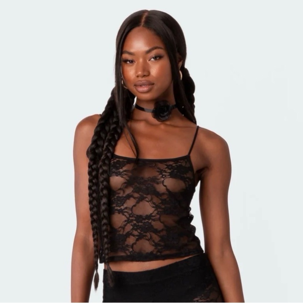 Edikted Sheer Black Lace Camisole